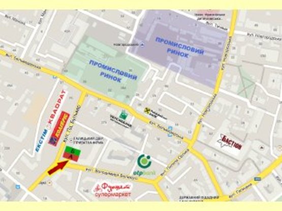 Схема рекламной плоскости по адресу Пд.Бульвар - Бельведерська навпроти Колібріс