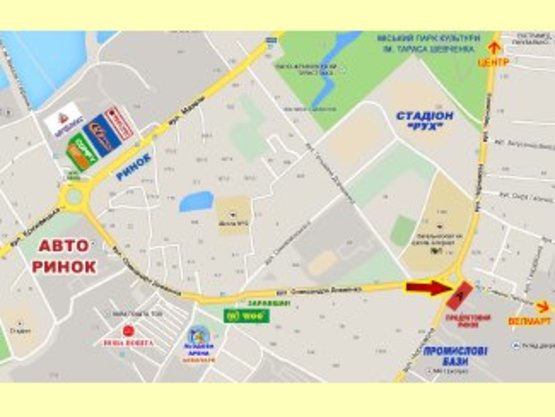 Схема рекламной плоскости по адресу Чорновола - Довженка кільце базар