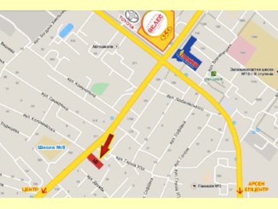 Схема рекламной плоскости по адресу Вовчинецька (в центр)