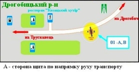 Схема рекламной плоскости по адресу маршрут на Трускавец