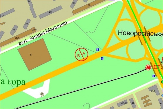 Схема рекламной плоскости по адресу Броварской проспект,  180м от Братиславской