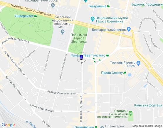 Схема рекламной плоскости по адресу Антоновича Вул., 3 / Розподільник