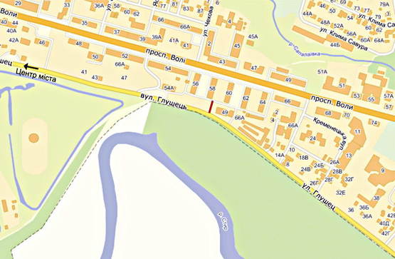 Схема рекламной плоскости по адресу Глушець (оф. центр)