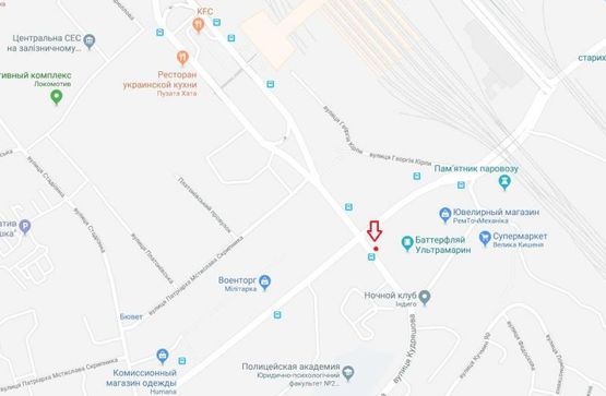 Схема рекламної площини за адресою Кудряшова/Липковского 1А(Ультрамарин)в направлении Соломенского парка №2