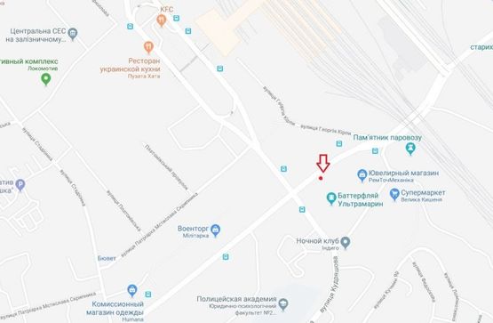 Схема рекламної площини за адресою Василия Липковского 1А(Ультрамарин)№3 в направлении Соломенской площади