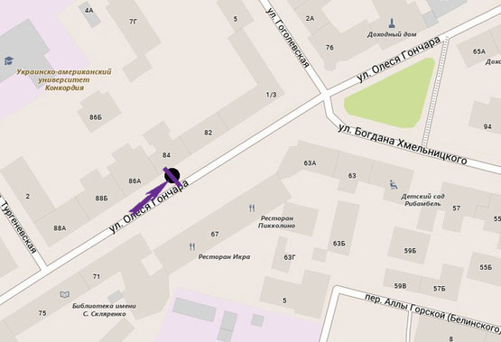 Схема рекламної площини за адресою ул. О. Гончара, 84