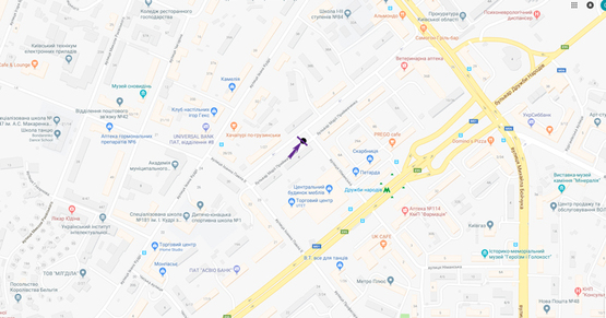 Схема рекламной плоскости по адресу бул. Приймаченко Марии (Лихачева),4