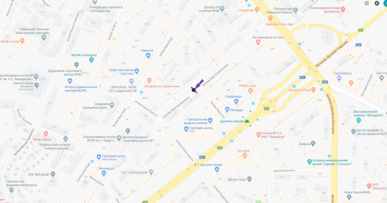 Схема рекламной плоскости по адресу бул. Приймаченко Марии (Лихачева),4