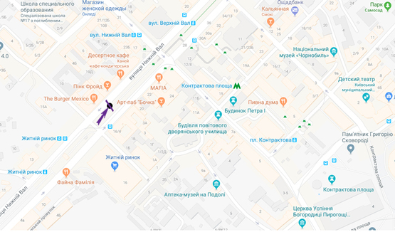 Схема рекламної площини за адресою Нижний Вал,19/21