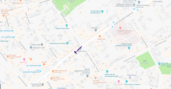 Схема рекламной плоскости по адресу вул. Бульварно-Кудрявська, 41