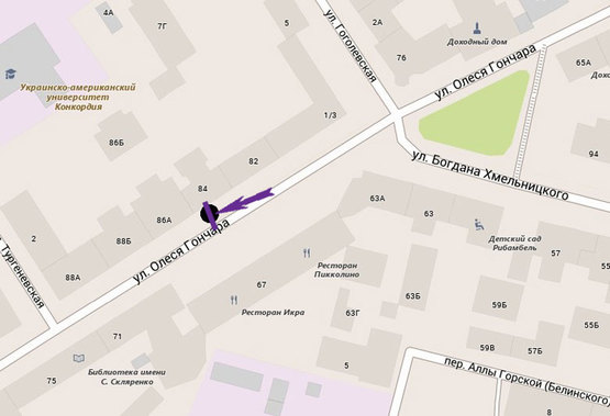 Схема рекламної площини за адресою вул. О. Гончара, 84