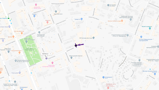 Схема рекламної площини за адресою вул. Ковпака, 8 / вул. Філатова, Французкий Квартал, Бульвар Фонтанов