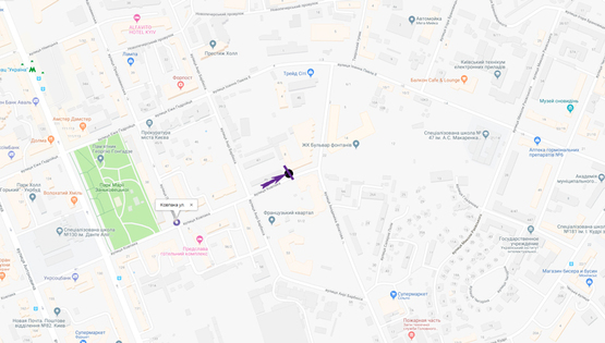 Схема рекламної площини за адресою вул. Ковпака, 8 / вул. Філатова, Французкий Квартал, Бульвар Фонтанов