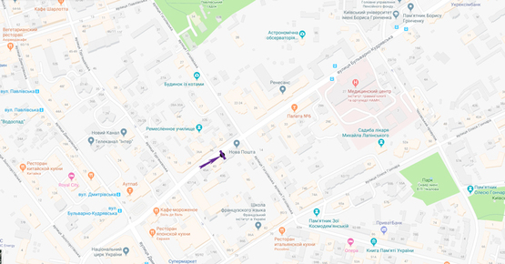 Схема рекламної площини за адресою вул. Бульварно-Кудрявська, 41