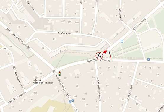 Схема рекламной плоскости по адресу Самчука -  Гагаріна