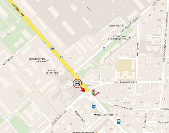 Схема рекламной плоскости по адресу Соборна  -  Дубенська