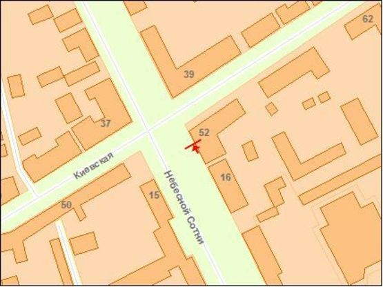 Схема рекламной плоскости по адресу Zt cl002 вул.Московська,20/52 м-н "Оптика"№1Б