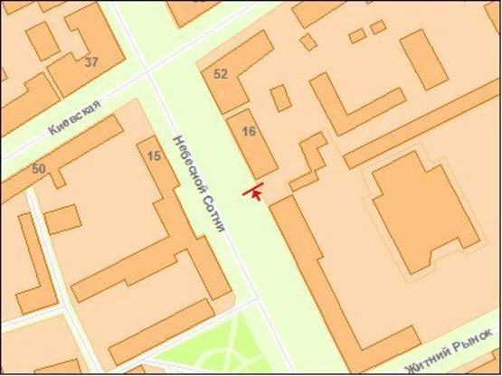 Схема рекламной плоскости по адресу Zt cl007 вул.Московська,16 м-н "Сатурн"№4 А