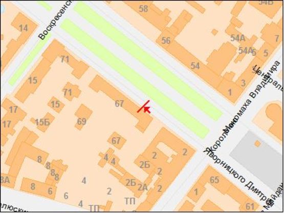 Схема рекламной плоскости по адресу пр.Д.Яворницького, 67д/пр. Карла Маркса, 67Д