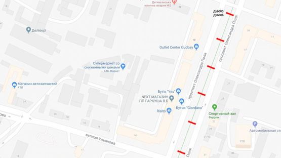 Схема рекламной плоскости по адресу пр.О.Поля, 12/пр. Кирова, 12