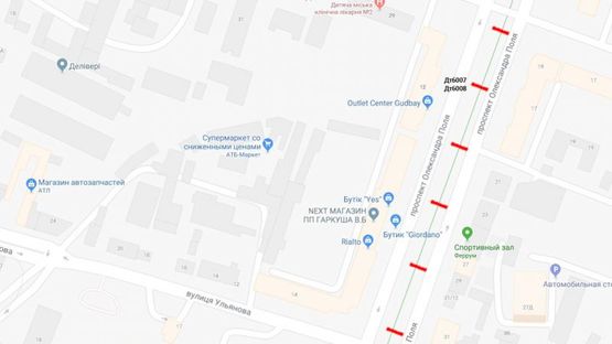 Схема рекламної площини за адресою пр.О.Поля, 12/пр. Кирова, 12