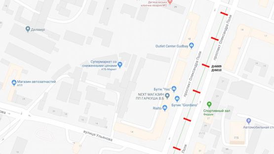 Схема рекламной плоскости по адресу пр.О.Поля, 12/пр. Кирова, 12