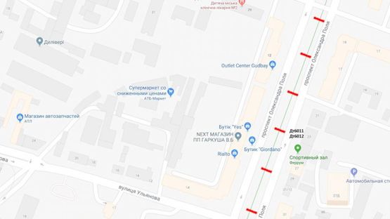 Схема рекламной плоскости по адресу пр.О.Поля, 12/пр. Кирова, 12