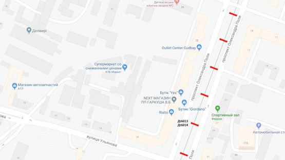 Схема рекламной плоскости по адресу пр.О.Поля, 12/пр. Кирова, 12