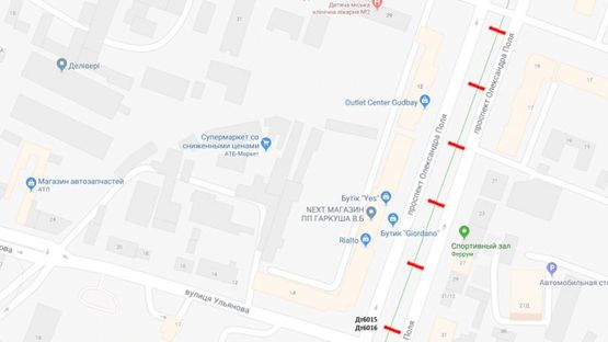 Схема рекламной плоскости по адресу пр.О.Поля, 12/пр. Кирова, 12