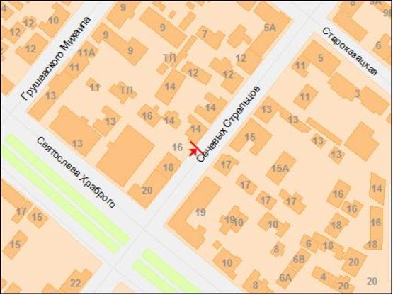 Схема рекламной плоскости по адресу вул.Січових Стрільців, 14/ул.Артема, 14