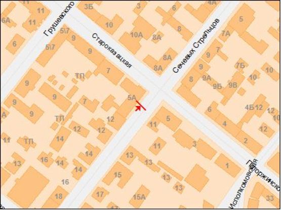 Схема рекламной плоскости по адресу вул.Січових Стрільців, 10/ул.Артема, 10