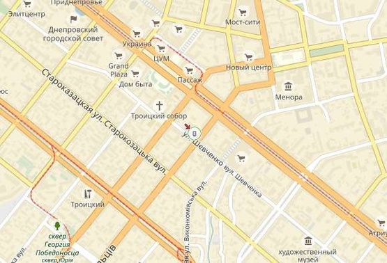 Схема рекламной плоскости по адресу вул. Шевченко, 36, поруч "Белліні"/ул.Шевченко, 36, рядом "Беллини"