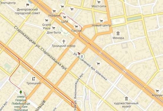 Схема рекламной плоскости по адресу вул. Шевченко, 57, біля ресторану "Белліні"/ул.Шевченко, 57, возле ресторана "Беллини"