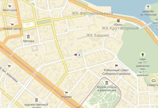 Схема рекламной плоскости по адресу вул.В. Вернадського, 16/ ул.Дзержинского, 16