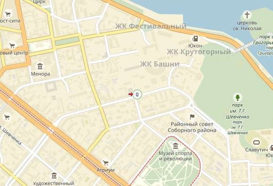 Схема рекламной плоскости по адресу вул.В. Вернадського, 18А/ ул.Дзержинского, 18А