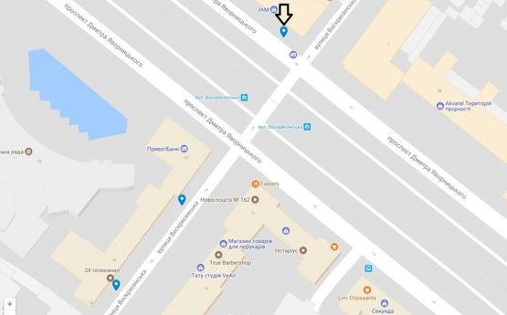 Схема рекламной плоскости по адресу пр. Д. Яворницького (К.Маркса), 60/ пр. К.Маркса, 60