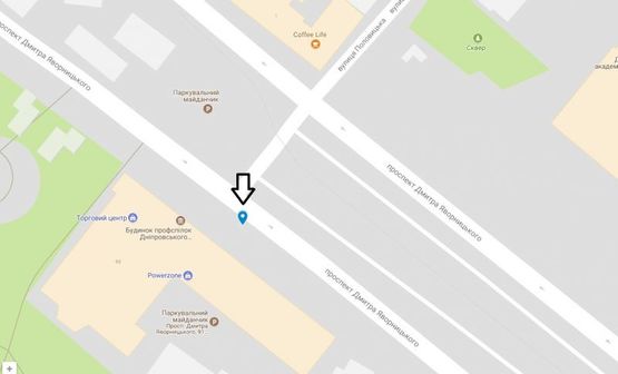 Схема рекламной плоскости по адресу пр. Д. Яворницького 89 (7), Созидатель, перед вул.Фабра, НОМЕР7/ пр. К.Маркса, 89 (7), Созидатель, перед ул.Фабра, НОМЕР7