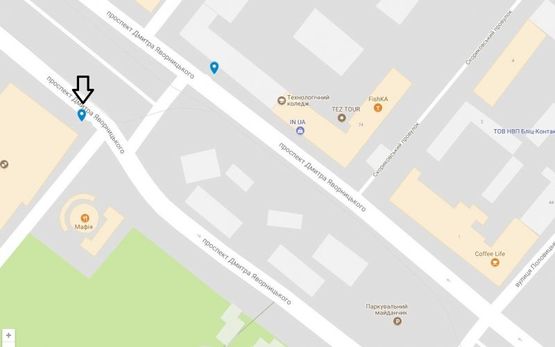 Схема рекламної площини за адресою пр. Д. Яворницького (К.Маркса), 97/ пр. К.Маркса, 97