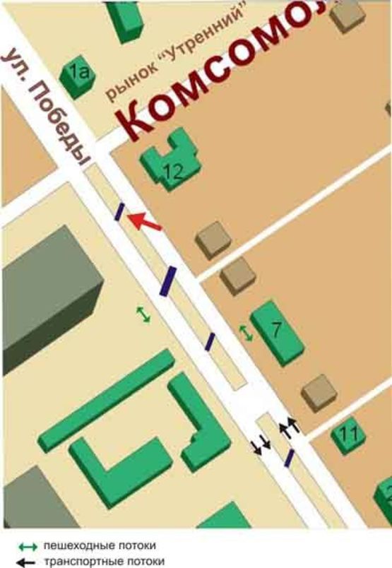 Схема рекламной плоскости по адресу пересечение ул.Победы, ул.Торговой, №001-В