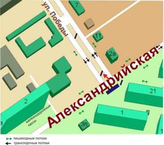 Схема рекламной плоскости по адресу перекрёсток ул.Победы, ул.Данченко, №004-В