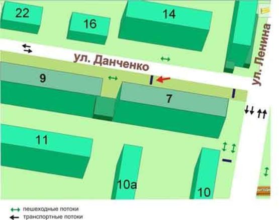 Схема рекламной плоскости по адресу ул.Данченко,7, №006-В