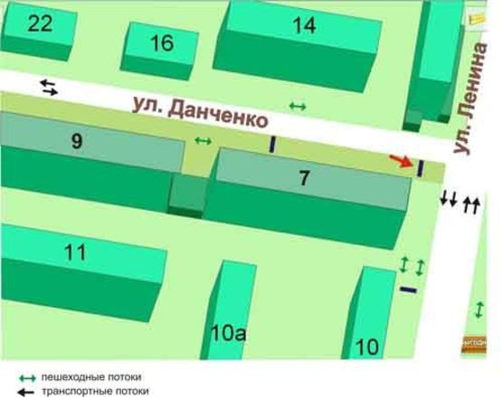 Схема рекламної площини за адресою перекрёсток ул.Данченко, пр.Мира, №007-А