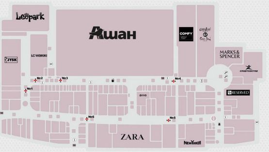 Схема рекламної площини за адресою ТРЦ Ривьера 3