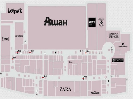 Схема рекламної площини за адресою ТРЦ Ривьера 6А