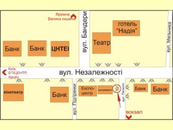 Схема рекламной плоскости по адресу вул. Незалежності - вул.Лепкого ( СМ Фаворит) №1 ст Б