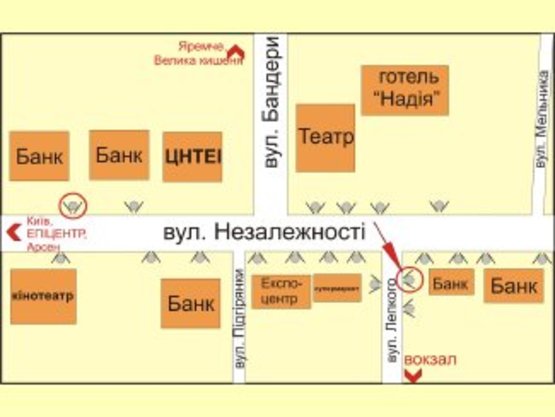 Схема рекламной плоскости по адресу вул. Незалежності - вул.Лепкого №3 ст Б
