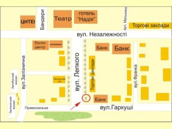 Схема рекламної площини за адресою вул. Лепкого (навпроти вічного вогню) №1 ст А