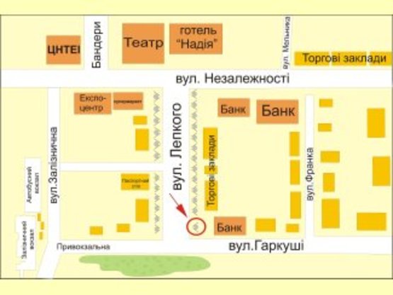 Схема рекламной плоскости по адресу вул. Лепкого (навпроти вічного вогню) №1 ст Б