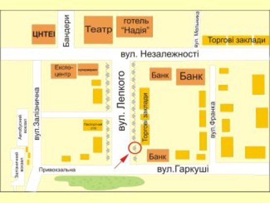 Схема рекламной плоскости по адресу вул. Лепкого (навпроти вічного вогню) №2 ст А