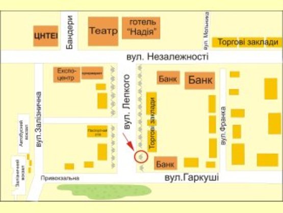 Схема рекламной плоскости по адресу вул. Лепкого (навпроти вічного вогню) №2 ст Б